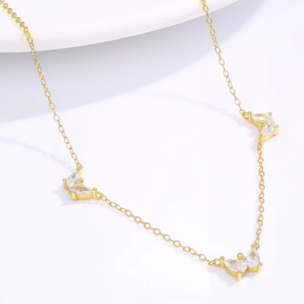 Wholesale New Fashion Butterfly Necklace 18k Gold Brass Zircon  Pendant for Women Butterfly Necklace Women