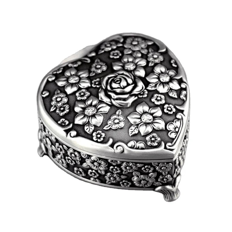 Heart Relief Rose Music Box Metal Clockwork Music Box
