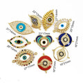 CZ8357Jewelry Bracelet Accessories 18k Gold Plated Diamond CZ Zircon Micro Pave Evil Eyes Good Luck Charm Bracelet Connectors