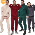 Customized Logo High Quality Winter Woven Jumper Men's 350g Fleece Lined Hoodies Set Wholesale Casual Pullover