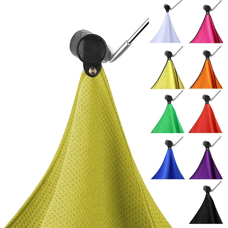 Hot Selling Non-Slip Design Multi Colors Waffle Microfiber Golf Ball Cleaner Towel Magnetic Custom Logo Golf Towel