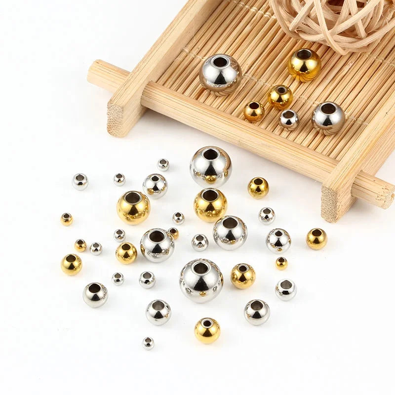 2mm 8mm 18K Gold Plated Round Spacer Beads Jewelry Making Supplies and DIY Jewelry Making Accessories
