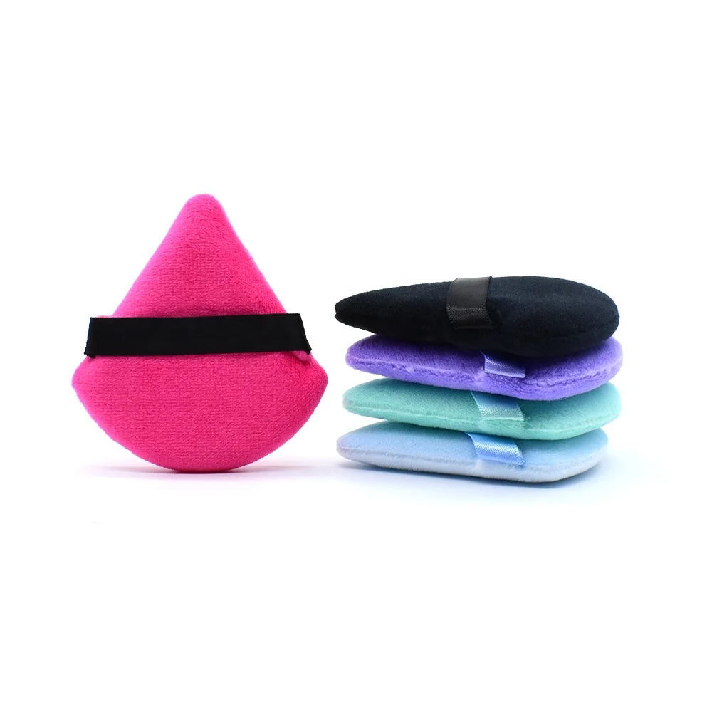Different Color Mini Makeup Powder Puff Super Soft Velour Triangle Makeup Puff for Beauty Cosmetic Foundation