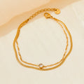 Personality Trendy Soft Snake Bone Chain Jewelry Gold Plated Stainless Steel Double Layer Snake Chain Zircon Bracelet for Women