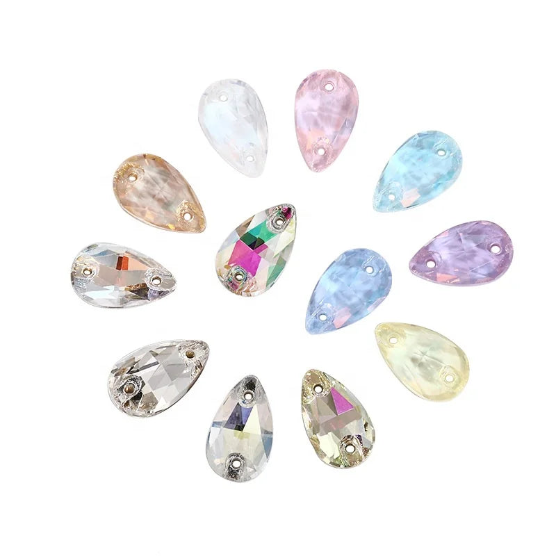 Customization High-quality Drop Shape Sew-on Crystal Glass Rhinestone Accessories