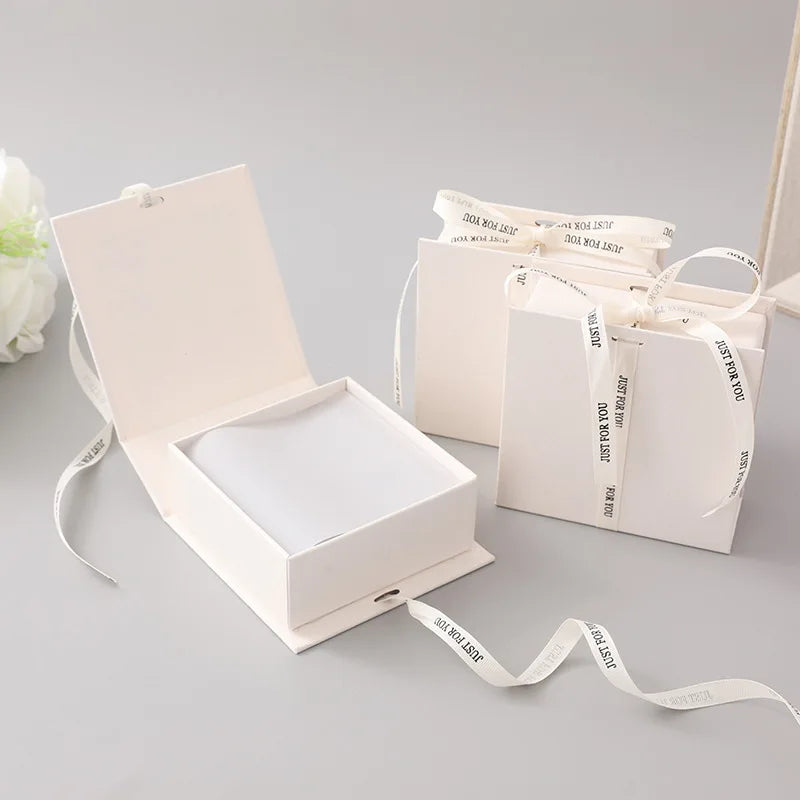 Custom Eco Beige Book Shape Waterproof High-End UV Coating Portable Magnetic Closure Paper Gift Packaging Jewelry Box Ribbon