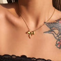 NEW BOHO BOW ELEGANT NECKLACE EARRINGS ARTIST SET Dazan Summer HOT 18k Gold Plated Tarnish Free Stainless Steel Lovely Jewelry