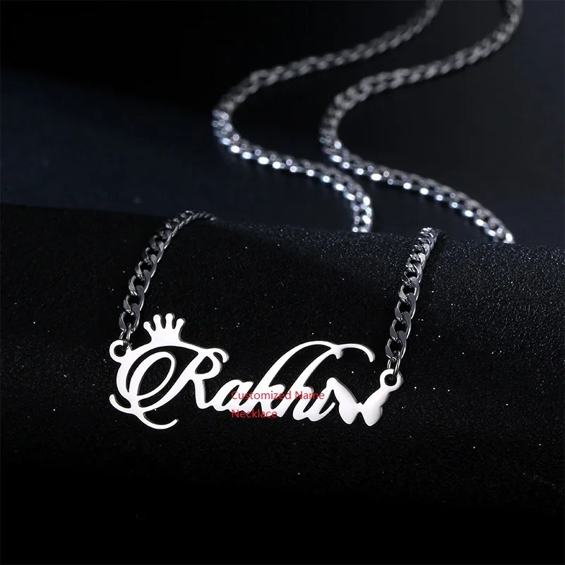 Customized Personalize Initial Glitter Diamond Stainless Steel Personalized Oem Name Necklace