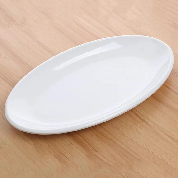 Wholesale Custom Logo Restaurant Oval White Japanese Melamine Plates Dinner Set