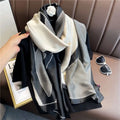 Newest Fashion Women Long Large Silk Scarves Foulard Shawls Ladies Luxury Black Geometric Print Head Wraps Scarf Muslim Hijabs
