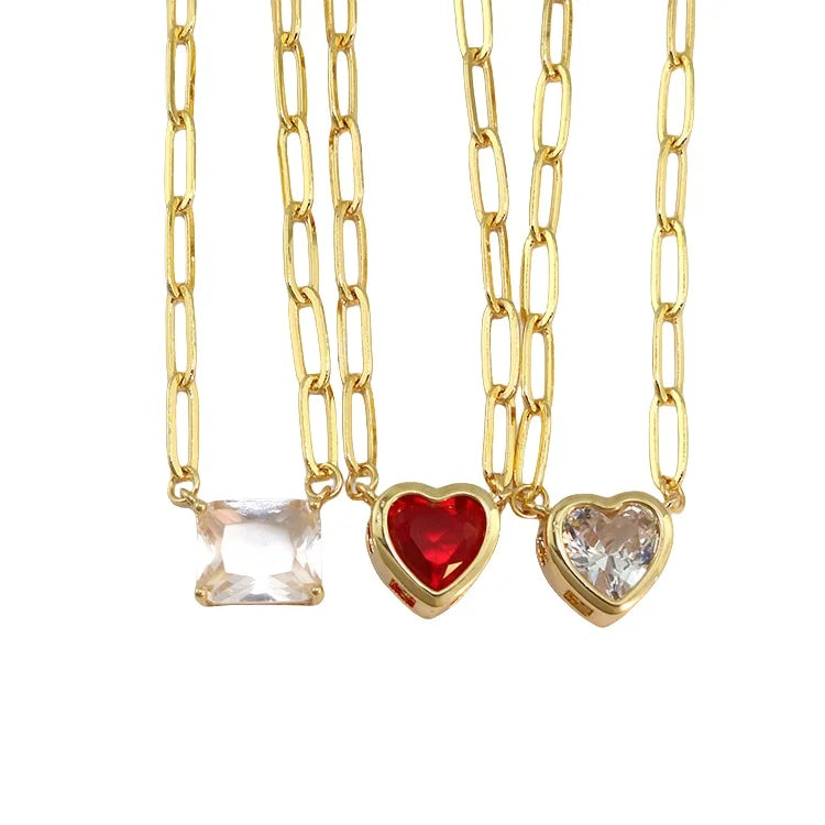 NZ1391 Bling Diamond Jewelry Chic Cubic Zirconia CZ Micro Pave LOVE Heart Pendant Necklace Valentine's Necklace Jewelry