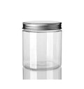 Clear Cosmetic Cream Lotion Jar 250ml Aluminum Screw Top Lid Custom Plastic Face Cream Jar PET Wild-Mouth Bottle Silk Screen