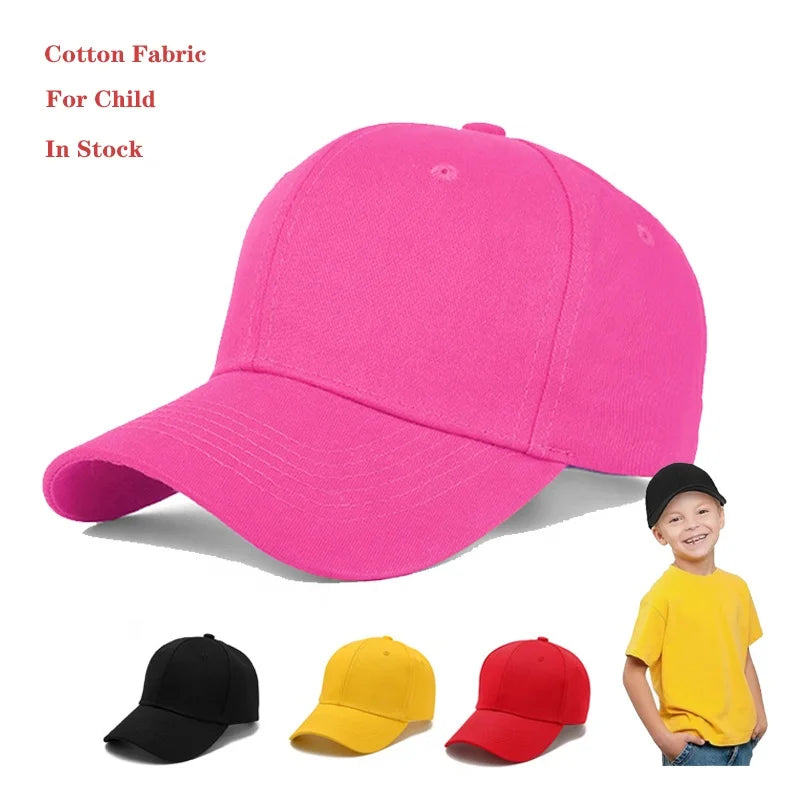 Wholesale Fashion Custom 6 Panel Youth Children Kids Baseball Cap Casual Sun Cap Adjustable Cotton Solid Blank Dad Sport Cap