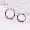 Fashion Face Piercing Jewelry Rainbow Zircon Hinged Segment ASTM F136 Titanium Nose Clicker Ring