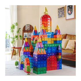 MNTL 108pcs Castle Magnetic Tiles 3D Montessori Toys Magnetic Construct Building Block Educational Toys for Kids Learning