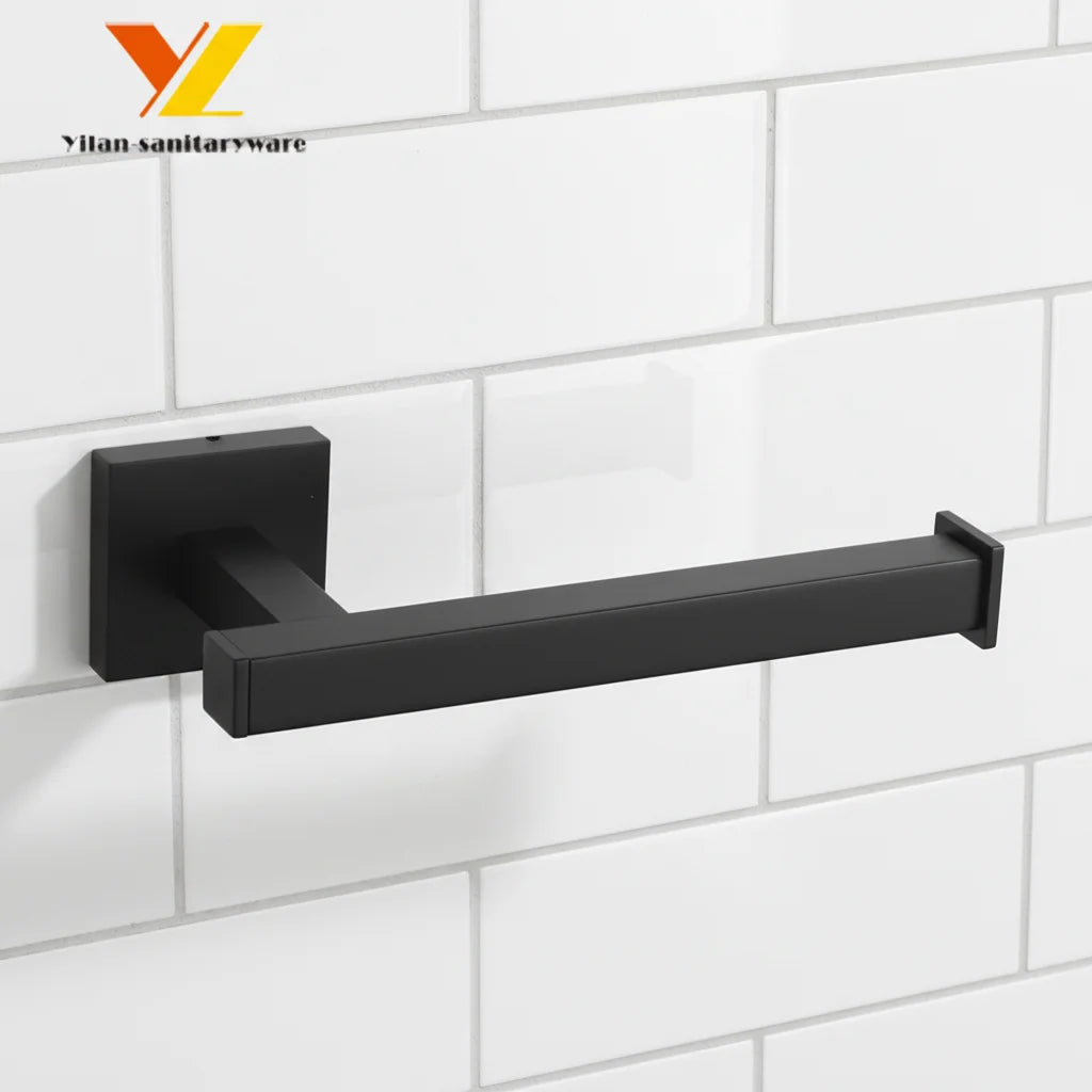 Modern Matt Black Square Toilet Tissue Roll Holder for Hotels-Modern Bathroom Accessories for Wholesale