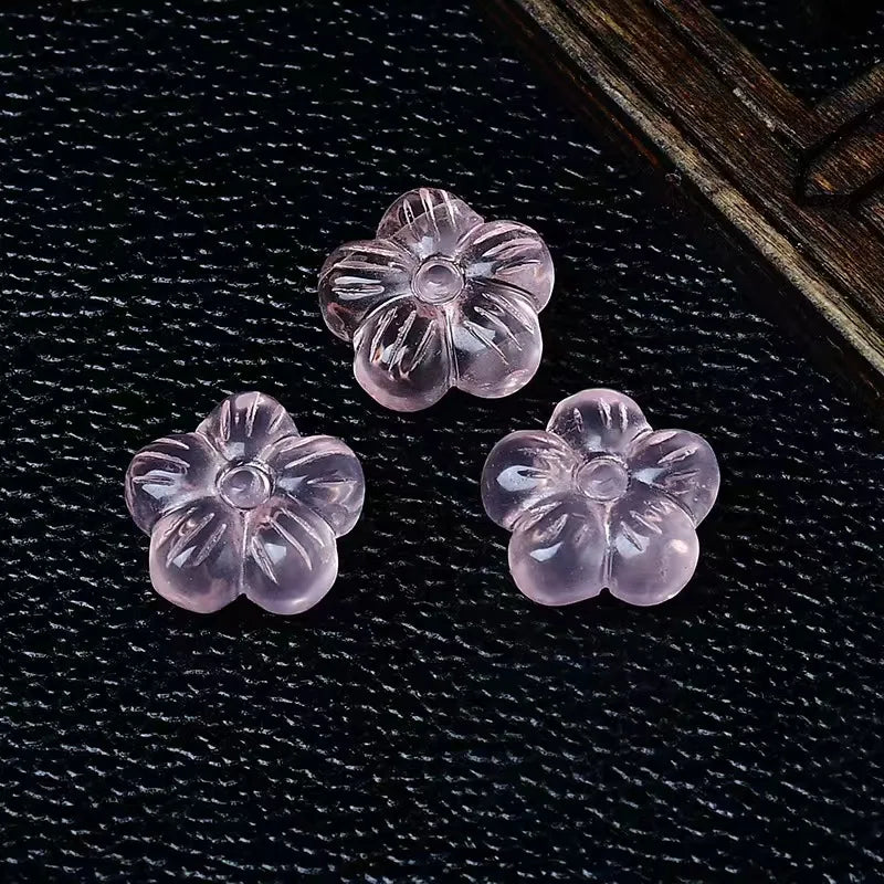 Wholesale Five-Petal Small Flower Ornaments Natural Pink Crystal Bracelet Accessories for Craft or Gift