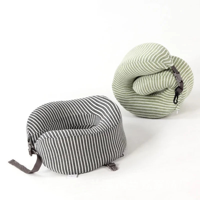 WJ-242 Memory Foam U-Shape Neck Pillow-Anti-Bacteria Foldable for Airplane Travel Home & Office Use