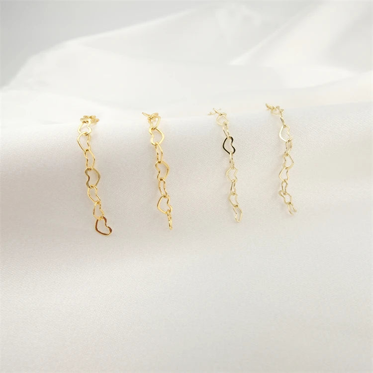 14K/18K Gold Plated & 50pcs/bag Heart Shape Chain Necklace & Bracelet DIY Jewelry Accessories