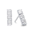 Fashion Geometric Square Stud Earrings 925 Sterling Silver Cluster Zircons Diamond Baguette Stud Earrings For Women