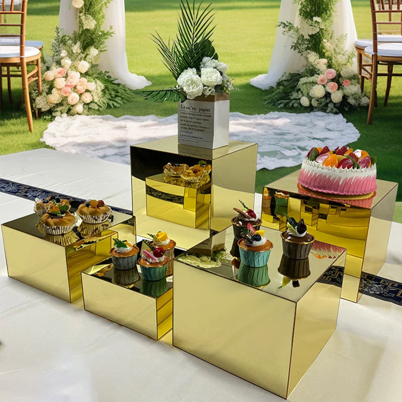 Gaojian Meal Stand Acrylic Cube Buffet Food Display Racks for Tea Break Cake Snack Risers