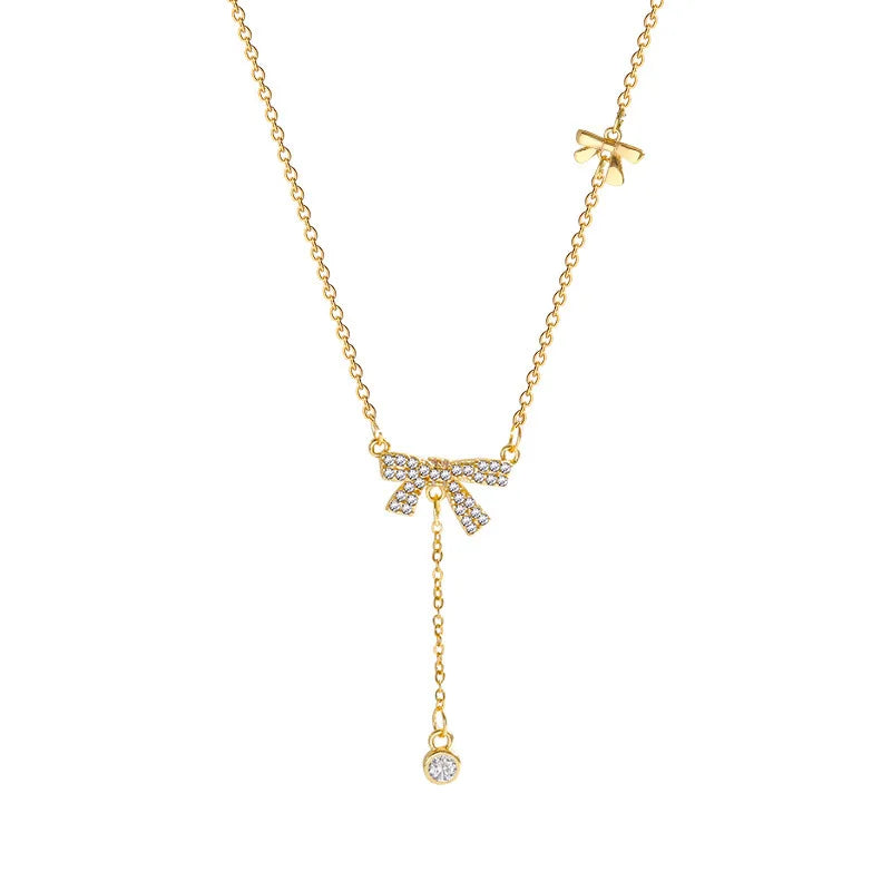 DAIHE Korean Ins Style Titanium Steel Fashion Jewelry Pearl Pendant Clavicle Chain Necklaces