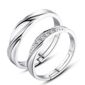 Luxury Korean Style Girlfriend Gift 925 Silver Plated Zircon Lover Couples Engagement Adjustable Rings Set Jewelry for Wedding