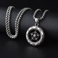 Retro Hipster Necklace Pentagram Stainless Steel Charm Necklace the Punk Men Pendant Necklace Wholesale