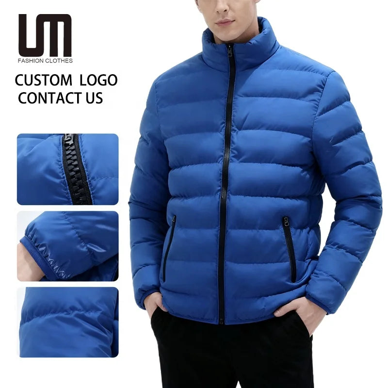 Custom Your Brand Logo Long Sleeve Oversize Bomber Jacket Winter Casual Stand Collar Patchwork Pattern Heated Eco-Friendly Men's