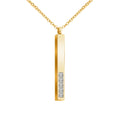 Vintage Stainless Steel Rectangle Bar Pendant Necklace With Rhinestone