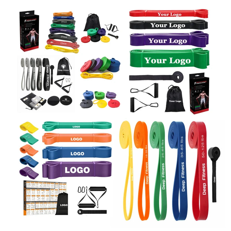 Custom Logo Resistance Band Set Rubber Resistance Bands Power Exercise Stretch Pull up Resistance Bands Set