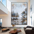Modern Handmade Canvas Abstract Textured Misty Forest Decorative Chinese Tree Landscape Oil Painting for Living Room Wall Art