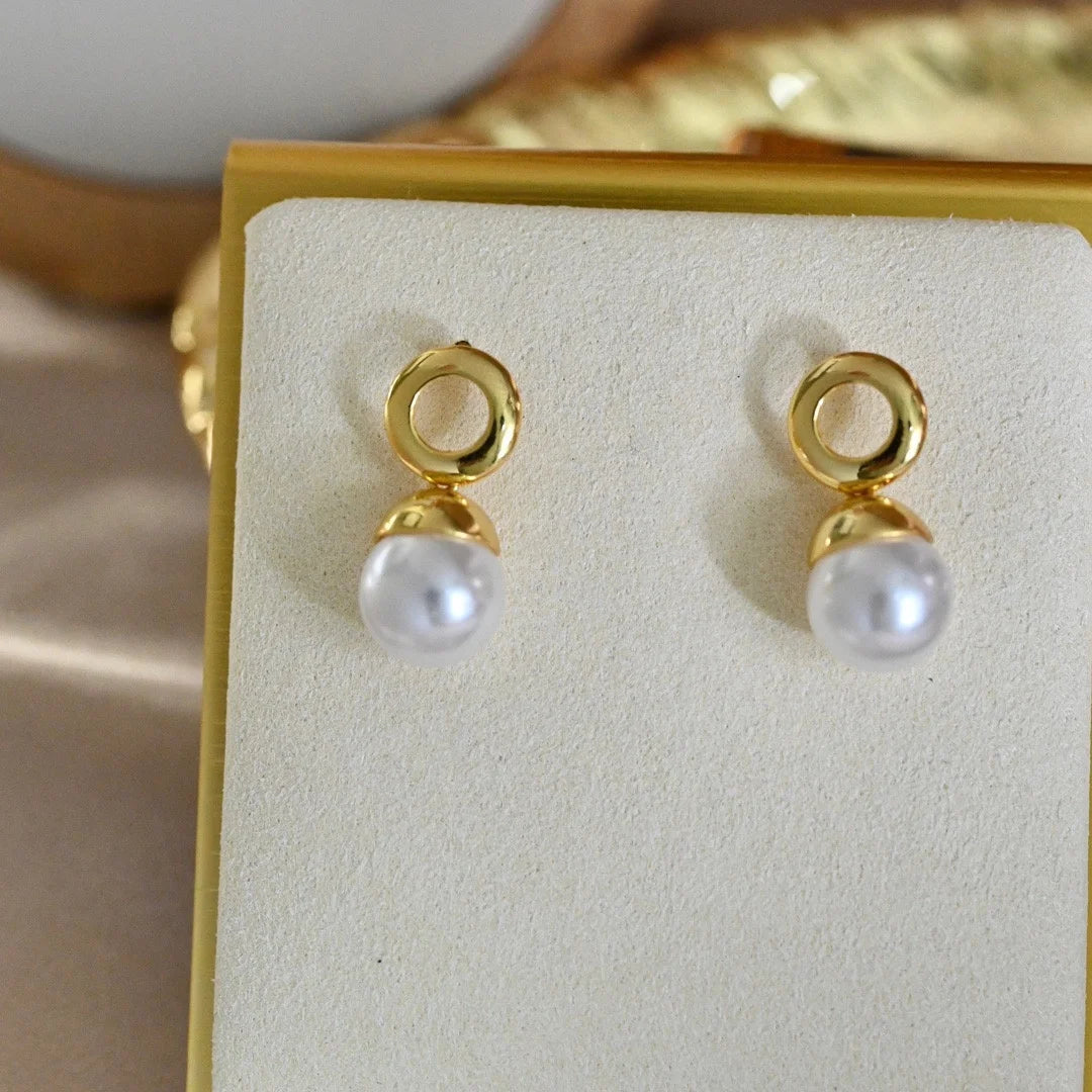 E2252 7-8mm DIY Natural Freshwater Pearl Charm Earrings Mounting Accessory 925 Sterling Silver Gold Plated  Jewelry for Women