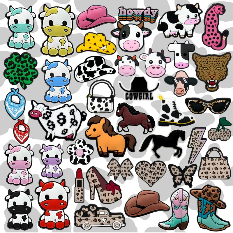 Bestseller Leopard Print Charm Shoe Wholesale Designer Shoe Charm Funny Animal Fashion Cowboy Girl Charm Shoe Accessories Bulk