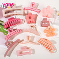 Wholesale Matte Flower and butterfly pink Fancy Hair Claw Clips Accessories