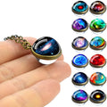 Luminous Nebula Galaxy Double-Sided Pendant Necklace Trendy Alloy Handmade Glass Art Picture Universe Planet Jewelry