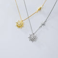 American European 925 Sterling Silver Sun sunlight Sunshine Zircon Pendant Gold Plated Necklaces for Women