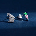 Wholesale Earrings Jewelry Rhodium Plated Cubic Zirconia Carrot Rabbit Stud Earring 925 Sterling Silver Fine Jewelry Earrings