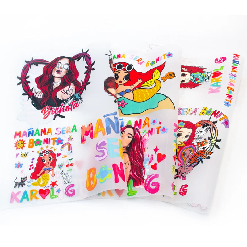 Heat Transfer Sticker for T-shirt Transfer Vinyl Custom Karol G Silk Screen Printing Great Full Color Garment Custom Size 1pcs
