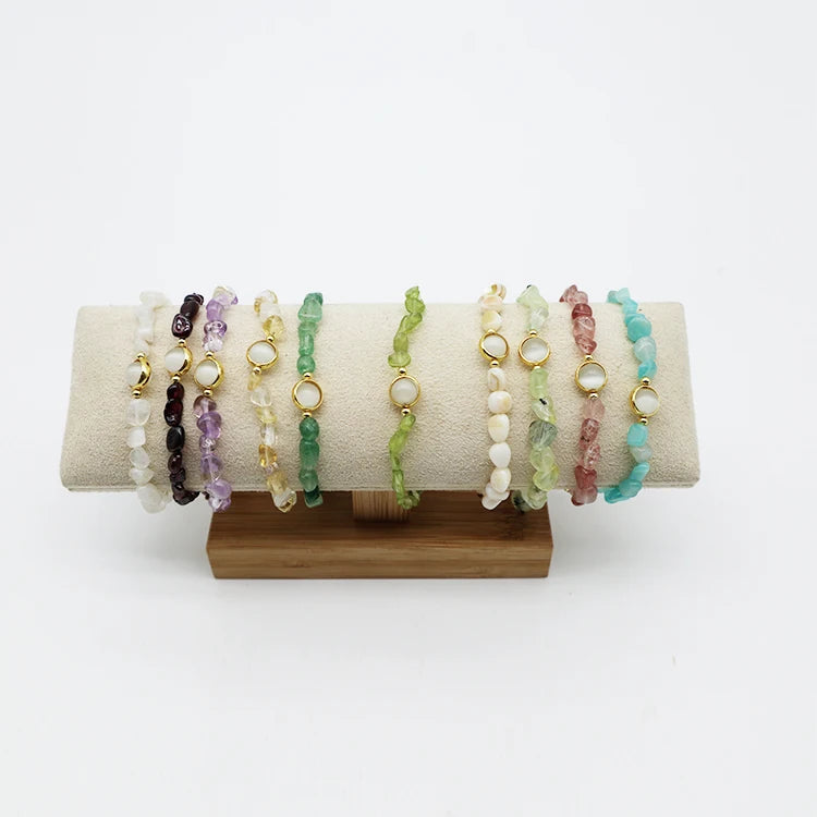 6*8mm Wholesale Natural Gemstone Bracelets Irregular Chip Stone Beads Stretch Bracelet for Women