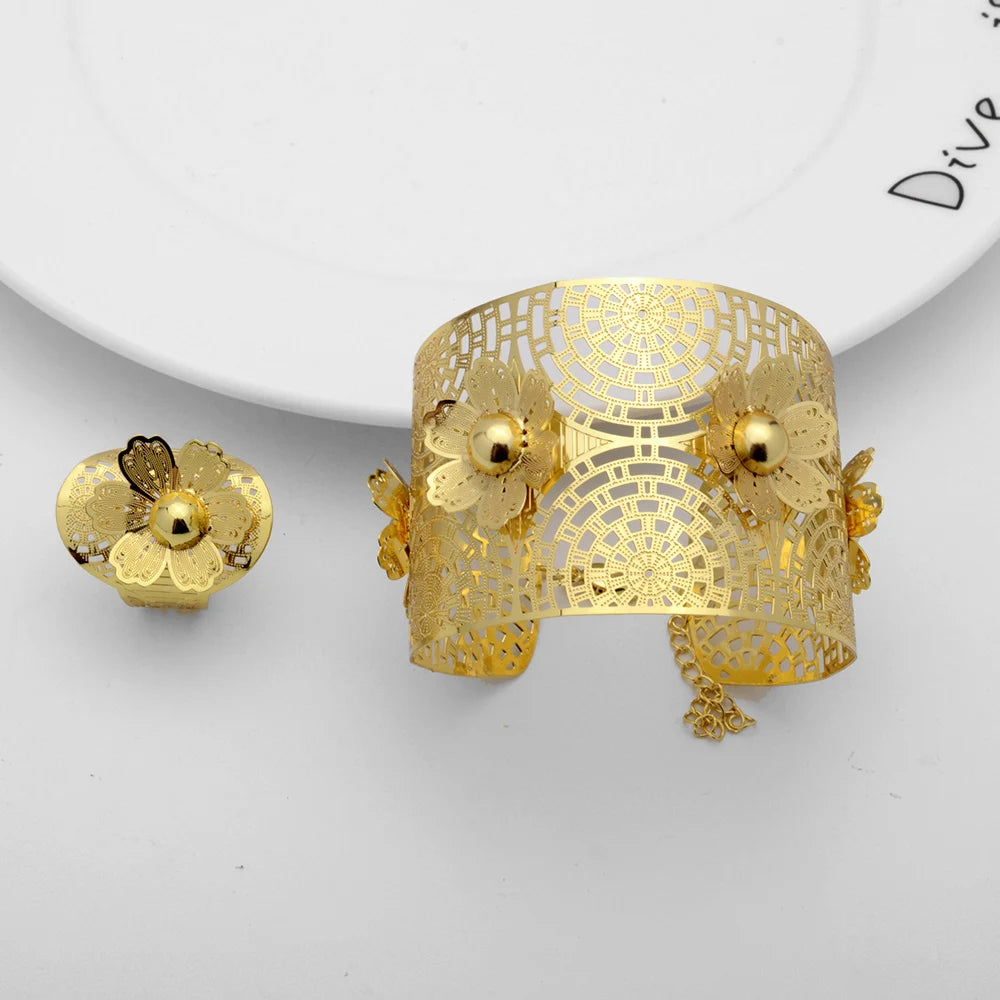 Wholesale Luxury Sets Hawaiian Indian Wedding Designers Charms for Bangles Bracelet Bangle and Ring Gold Plated