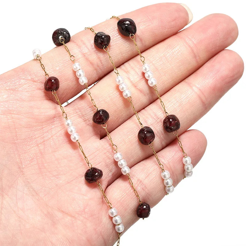 Chains Jewelry Accessories 3mm Stainless Steel Ornament Pearl Clip Chain Necklace Bracelet Chain