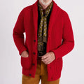 Ottoknit Christmas Cardigan Men Burgundy Knit with Embroidery Details Men's Holiday Cardigan