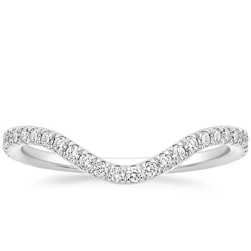 Real Gold Minimalist Classic Jewelry 10K Gold Moissanite Diamond Engagement Curved Ring