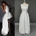 8987#Simple Sleeveless O Neck A-Line Sexy Wedding Dress Vintage Thin Elegant Pleated Wedding Dress Wedding Bridal Gown