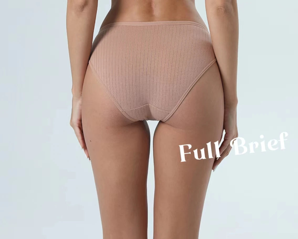Women Mid-Rise Underwear Vertical Stripe Cotton Panty Breathable Panties Skin Friendly Lingerie