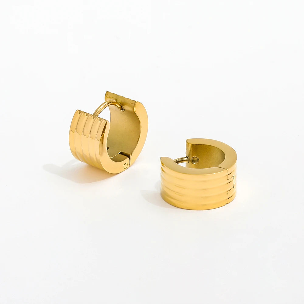 JOOLIM High End 18K Gold Plated Chunky Huggie Earring Design Jewelry Wholesale