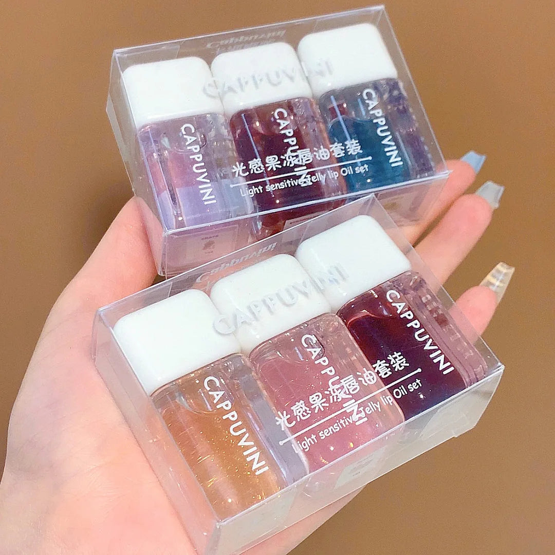 3PCS/Set Jelly Mirror Lip Glaze Moisturizing Lip Gloss Women Liquid Lipstick Waterproof Long Lasting Big Mouth Lip Tint