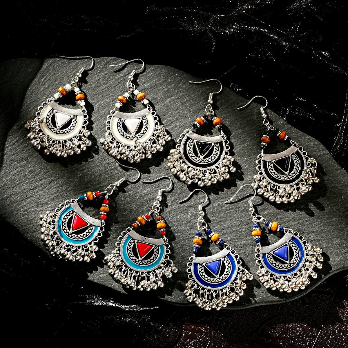 Womens Indian Jhumka Waterdrop Tassel Earrings Jewelry With Colorful Beads Boho Ethnic Vintage