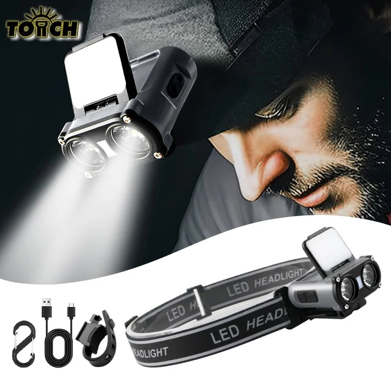 Motion Sensor Headlamp Waterproof Motion Hat Clip Flashlight Helmet Head Lamp Tent Light for Running Camping Outdoor Activities